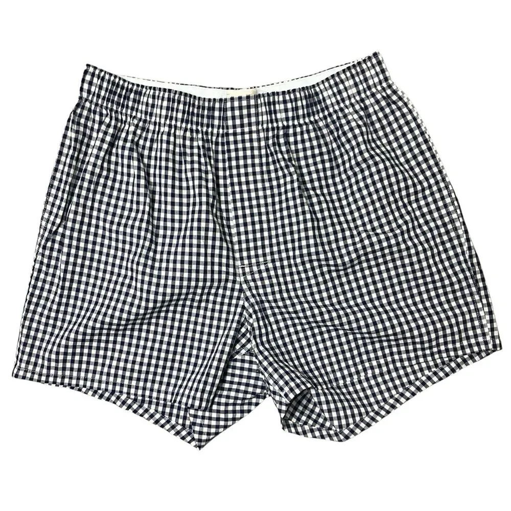 J Crew Boxers Mens M‎ Navy Blue Gingham Cotton Sleep L Shorts BV599 Loungewear